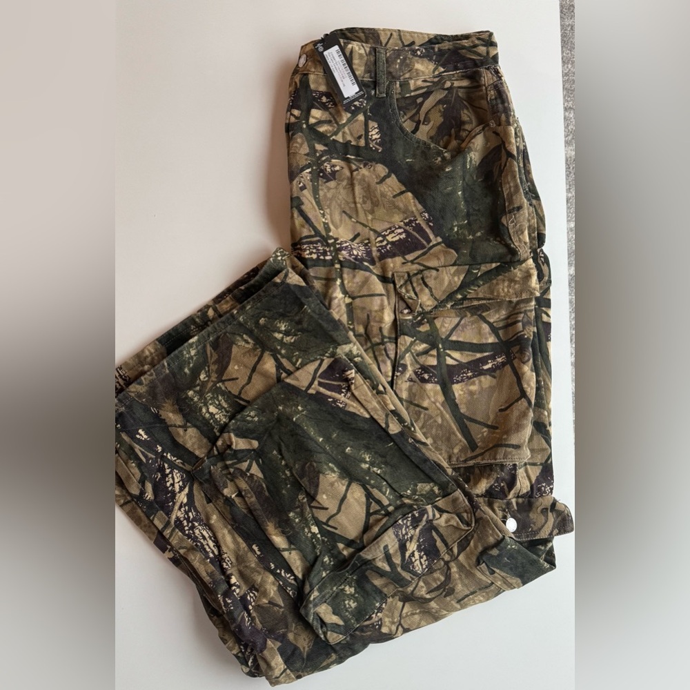 Plus Camo Detailed Print Wide Leg Jeans - Picture 4 of 6